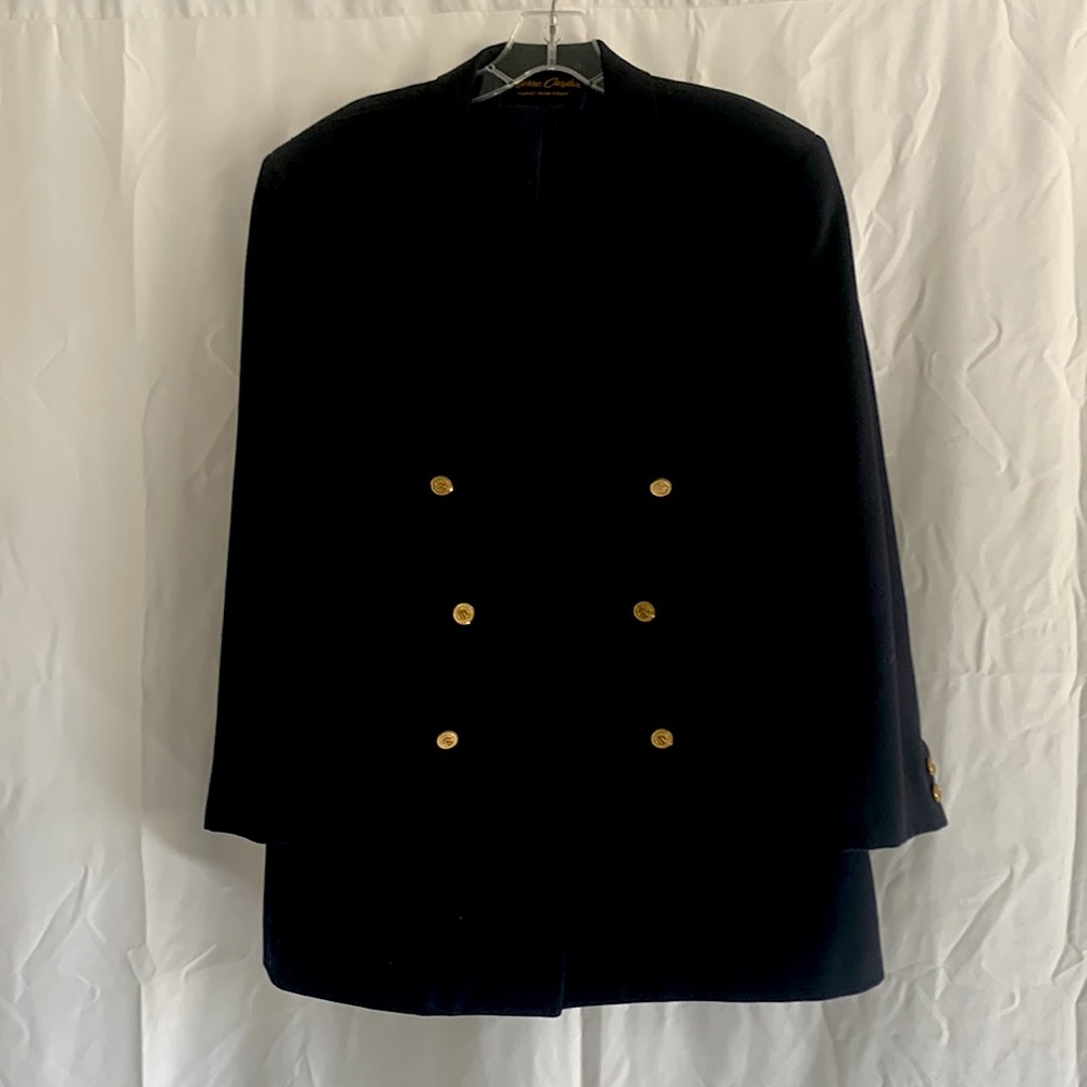 Vintage Mens Pierre Cardin Navy Blue Double Breasted Blazer.